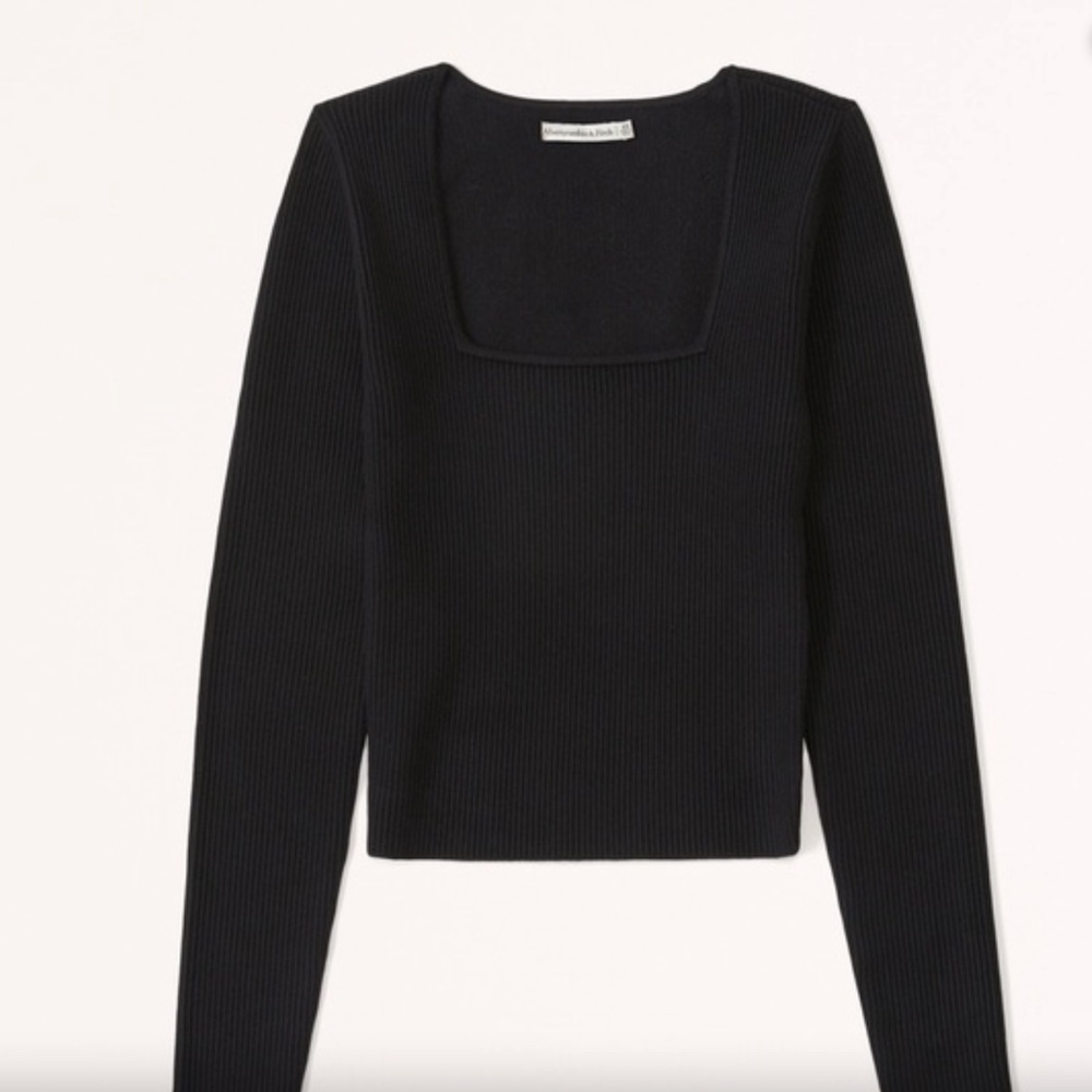 Abercrombie & Fitch Squareneck Ribbed Long Sleeved Top Size Medium